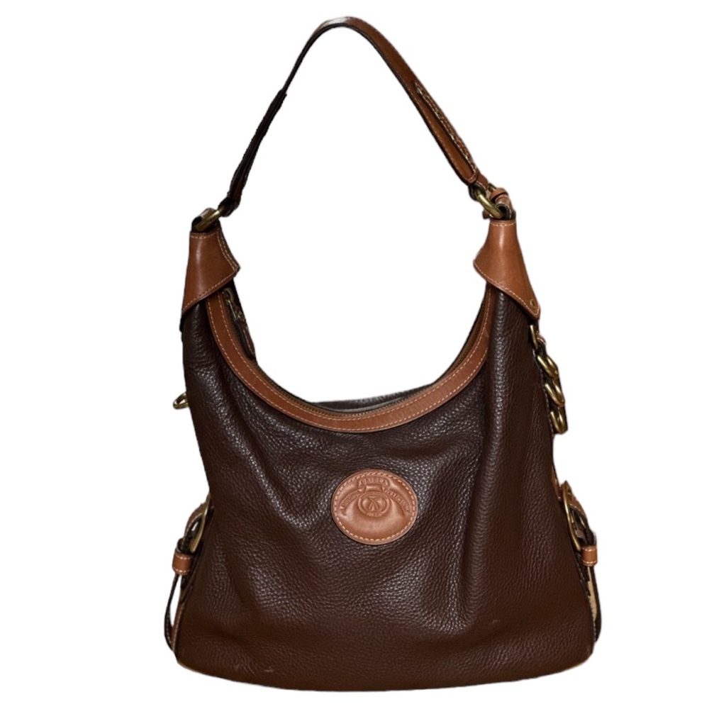 Ghurka Plaid Shoulder Bag. Brown and Tan with Gold Hardware. Luxury Leat…